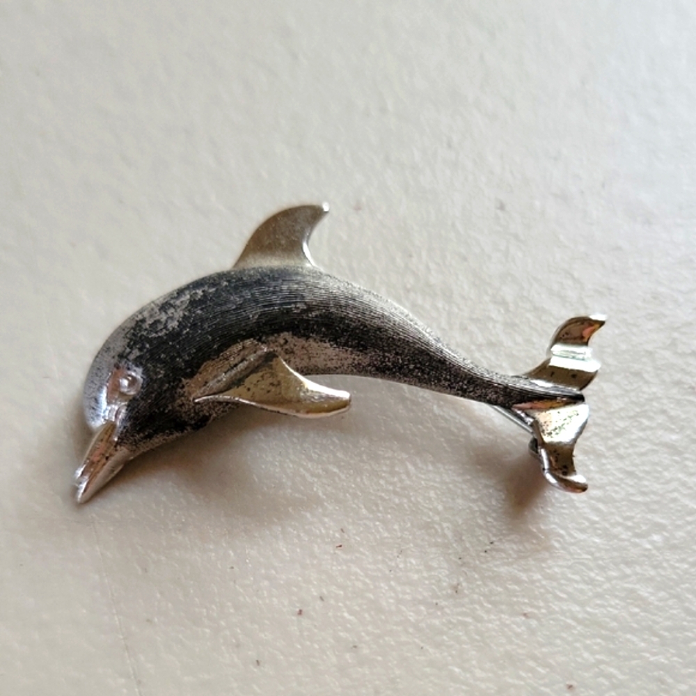 Vintage Beau Sterling Dolphin Brooch